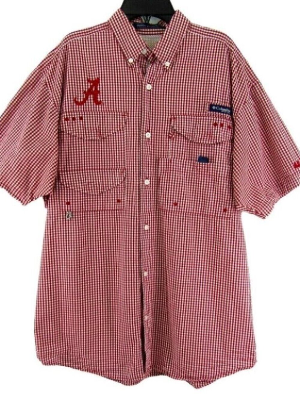 Columbia PFG Super Bonehead Alabama Crimson Tide Vented Fishing Shirt Size S